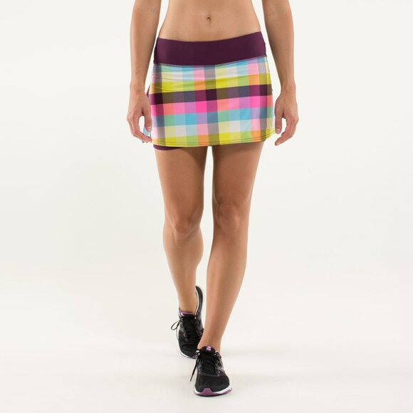 lululemon Sea Check Multi / Plum Pace Setter Skirt size 4 - Picture 1 of 13